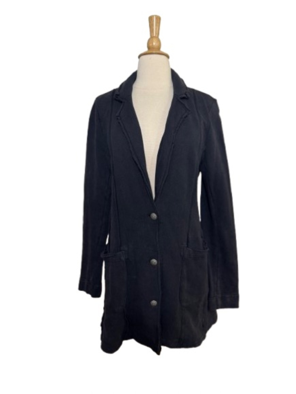 Free People French Terry raw-edge longline knit blazer